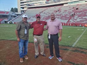 Winstead-Doug Estes, Pat Berger and Bobby Winstead after the first game on Evergreen Matrix at the University of Arkansas.-Farms3