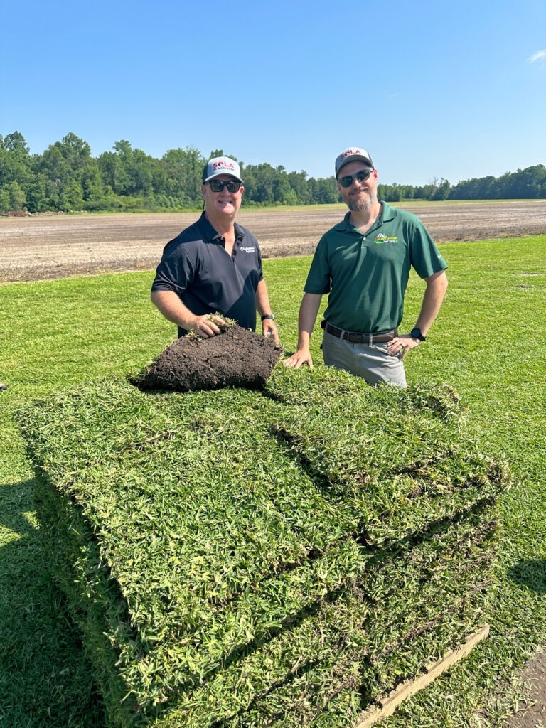 Tobey Wagner and Will Neisler at the Sola™ St. Augustinegrass Field Day on June 14.